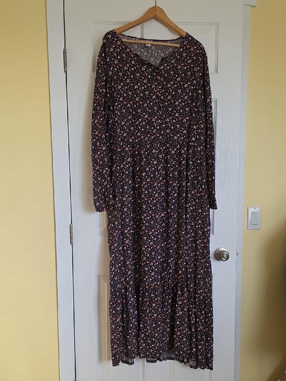 Old Navy Black Maxi Dress with Pink Floral Print